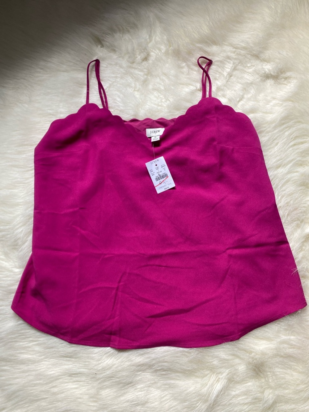 J. Crew Scalloped Edge Magenta Spaghetti-Strap Camisole